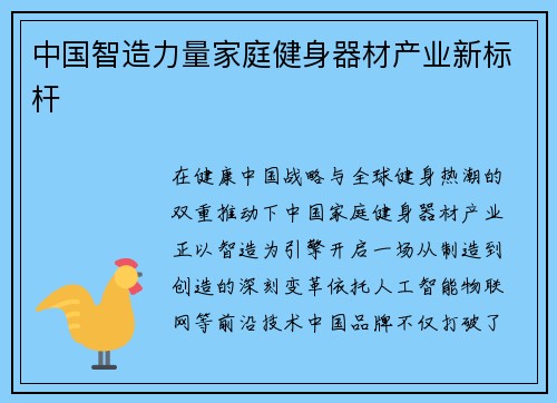 中国智造力量家庭健身器材产业新标杆