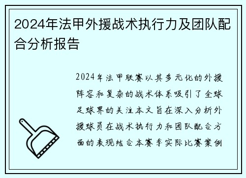2024年法甲外援战术执行力及团队配合分析报告